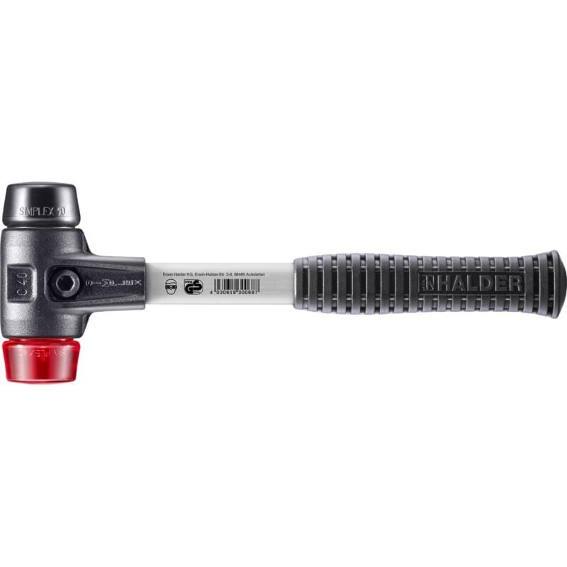 SIMPLEX-Schonhammer, Gummikomposition / Plastik mit verstärktem Tempergussgehäuse und Fiberglasstiel D=40 mm 3726.040