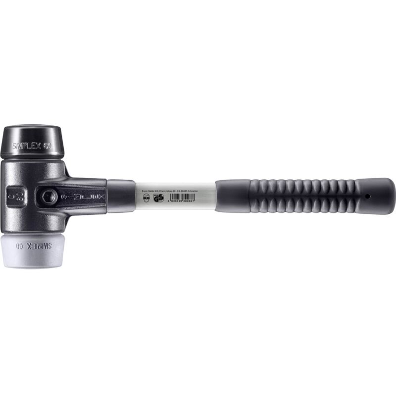 SIMPLEX-Schonhammer, Gummikomposition / TPE-mid mit verstärktem Tempergussgehäuse und Fiberglasstiel D=60 mm 3723.060