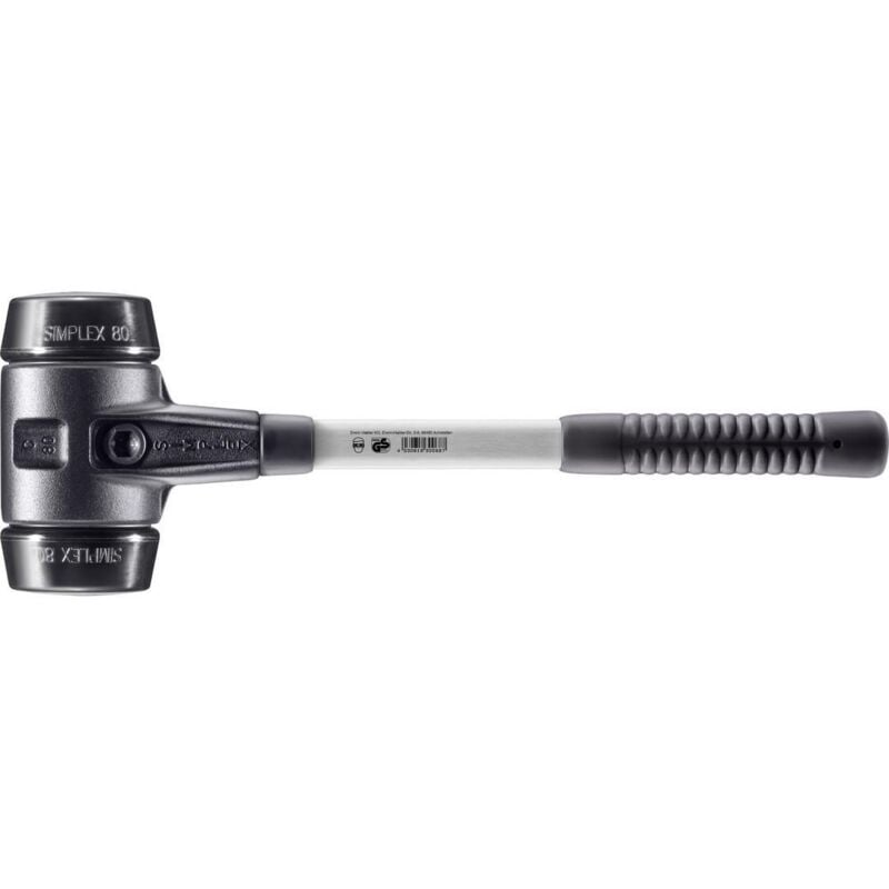 SIMPLEX-Schonhammer, Gummikomposition mit verstärktem Tempergussgehäuse und Fiberglasstiel D=80 mm 3702.080