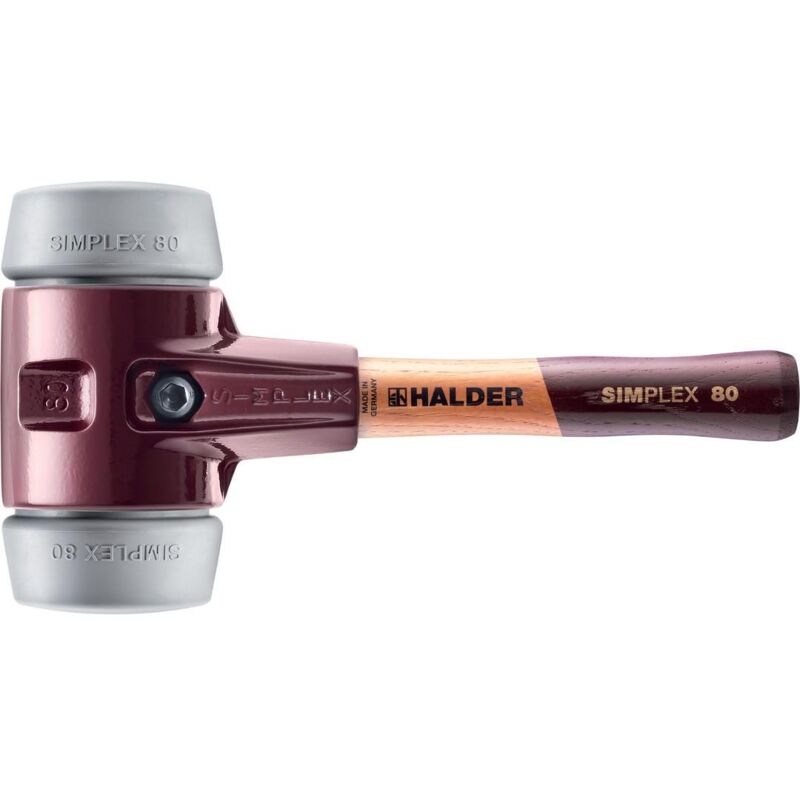 SIMPLEX-Schonhammer, TPE-mid mit Tempergussgehäuse und hochwertigem extra kurzen Holzstiel D=80 mm / Stielausführung=extra kurz 3003.082