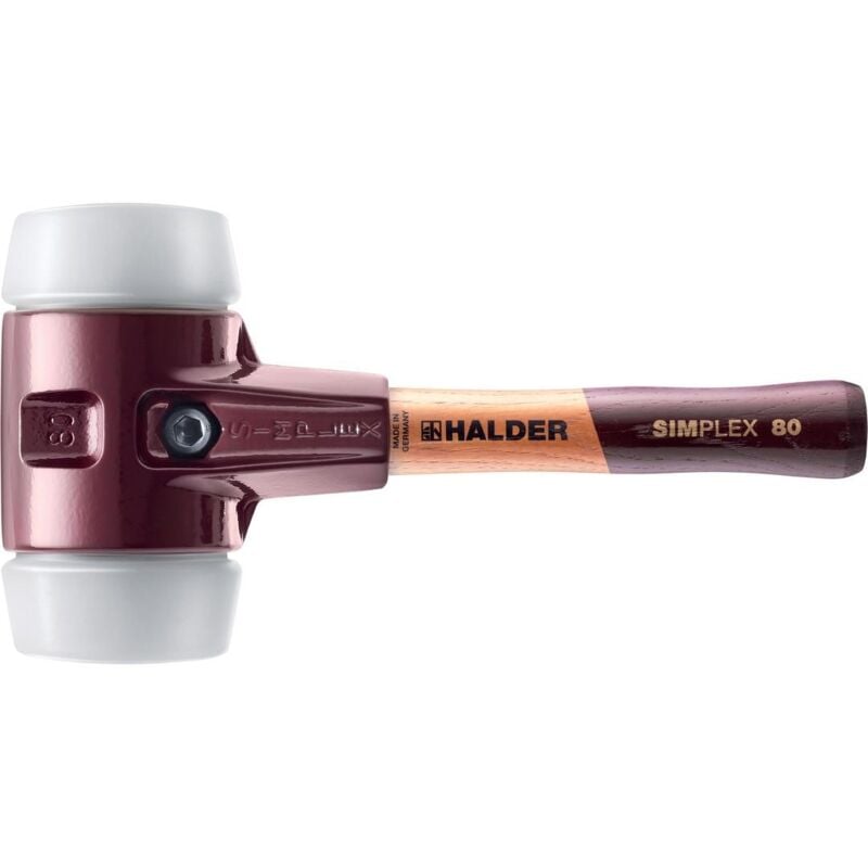 SIMPLEX-Schonhammer, Superplastik mit Tempergussgehäuse und hochwertigem extra kurzen Holzstiel D=80 mm / Stielausführung=extra kurz 3007.082