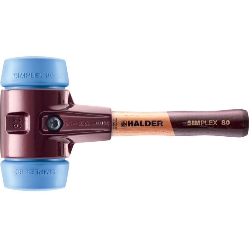 SIMPLEX-Schonhammer, TPE-soft mit Tempergussgehäuse und hochwertigem, extra kurzen Holzstiel D=80 mm / Stielausführung=extra kurz 3001.082