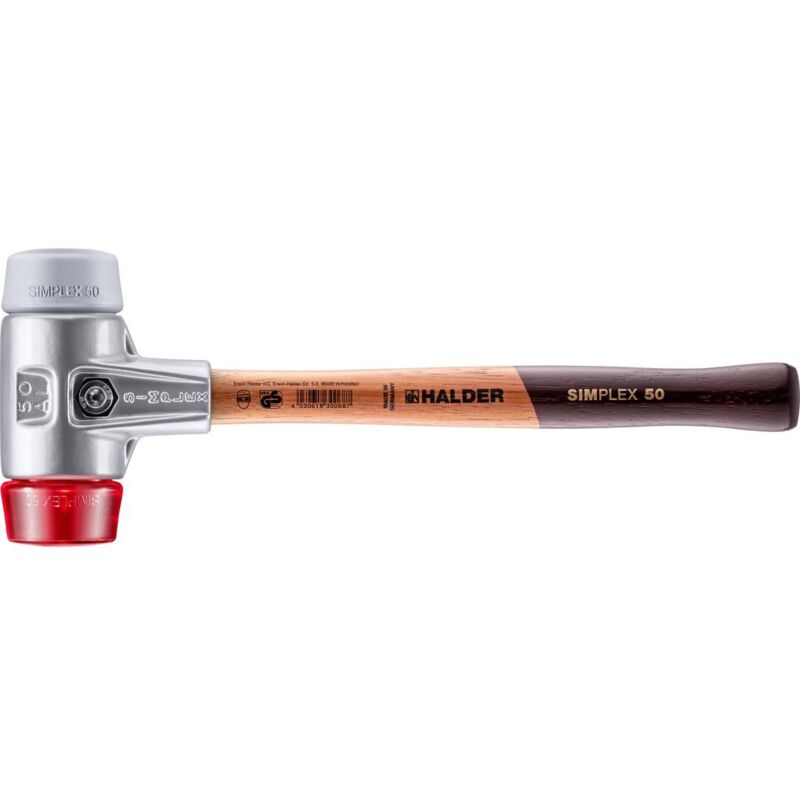SIMPLEX-Schonhammer, TPE-mid / Plastik mit Aluminiumgehäuse und hochwertigem Holzstiel D=50 mm 3136.050