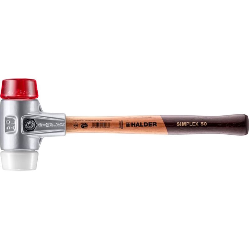 SIMPLEX-Schonhammer, Plastik / Superplastik mit Aluminiumgehäuse und hochwertigem Holzstiel D=50 mm 3167.050
