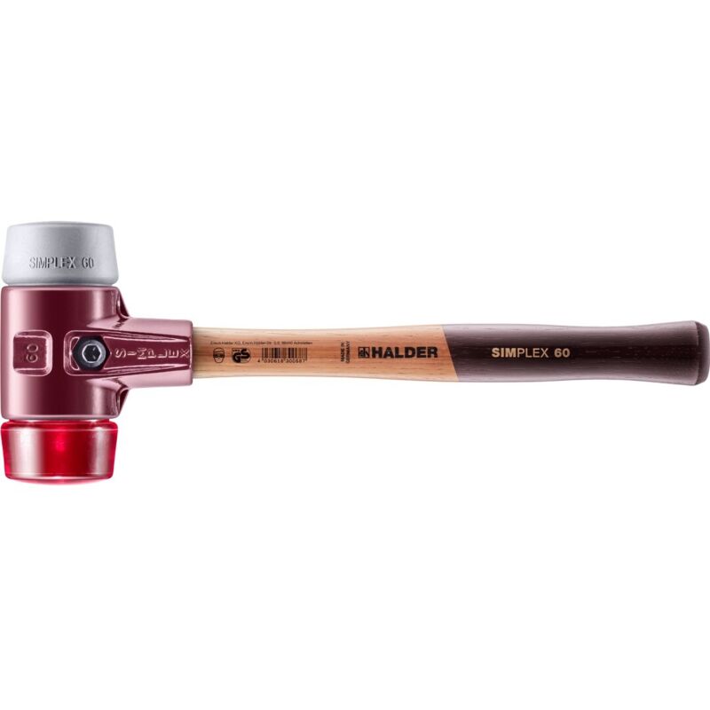 SIMPLEX-Schonhammer, TPE-mid / Plastik mit Tempergussgehäuse und hochwertigem Holzstiel D=60 mm 3036.060