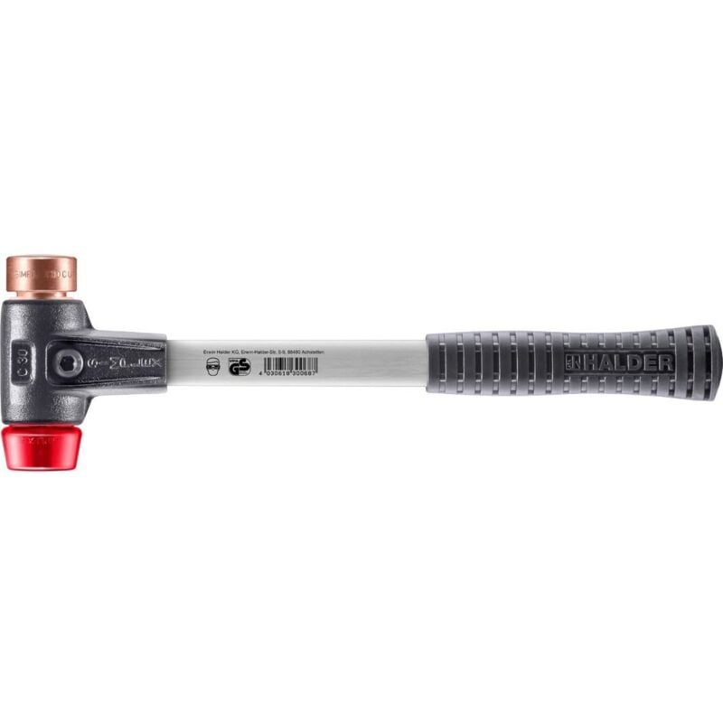 SIMPLEX-Schonhammer, Kupfer / Plastik mit verstärktem Tempergussgehäuse und Fiberglasstiel D=30 mm 3746.030