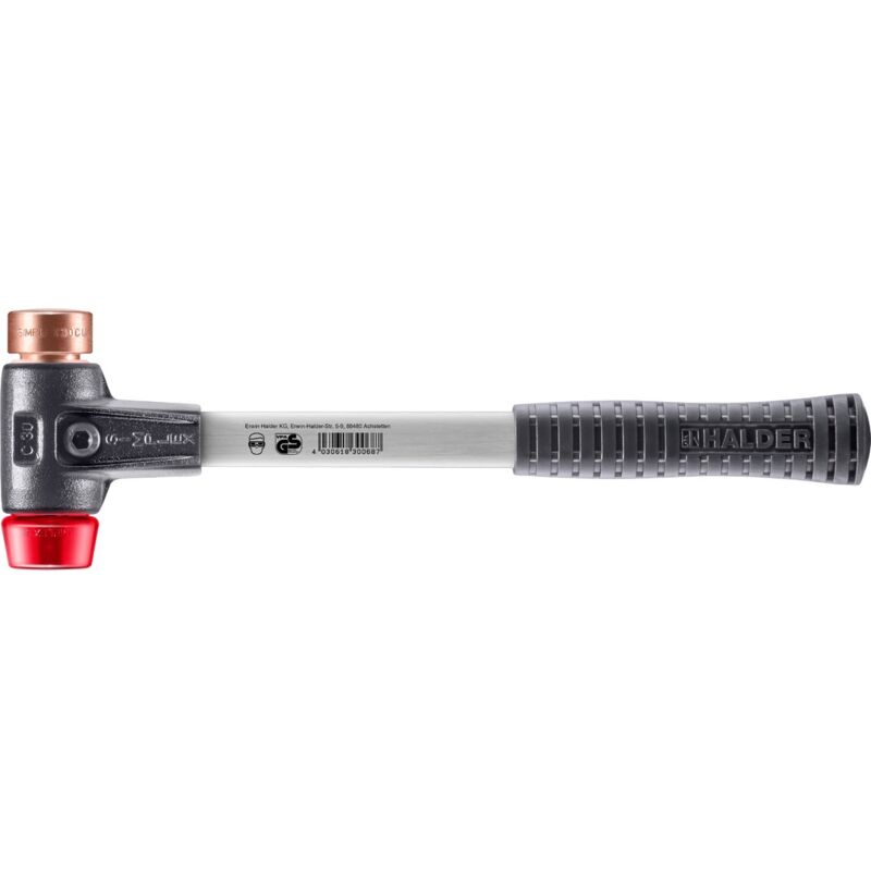 SIMPLEX-Schonhammer, Kupfer / Plastik mit verstärktem Tempergussgehäuse und Fiberglasstiel D=30 mm 3746.030