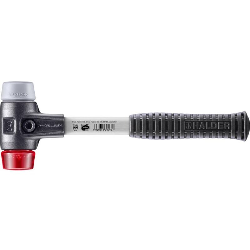 SIMPLEX-Schonhammer, TPE-mid / Plastik mit verstärktem Tempergussgehäuse und Fiberglasstiel D=40 mm 3736.040