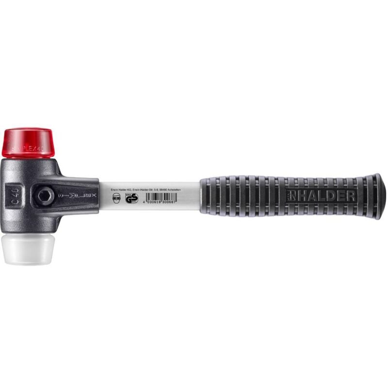 SIMPLEX-Schonhammer, Plastik / Superplastik mit verstärktem Tempergussgehäuse und Fiberglasstiel D=40 mm 3767.040