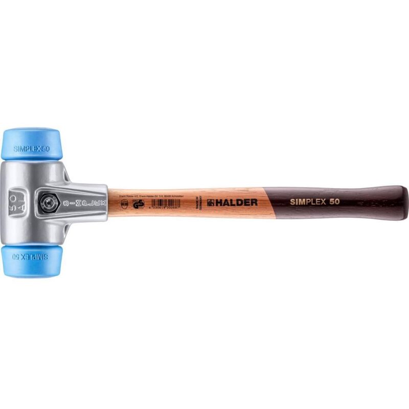 SIMPLEX-Schonhammer, TPE-soft mit Aluminiumgehäuse und hochwertigem Holzstiel D=50 mm 3101.050