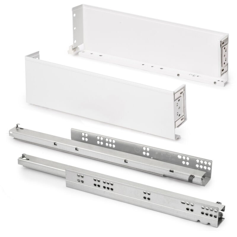 Emuca - Aussenschublade Simplex 25kg Höhe 122mm, Tiefe 490mm, Stahl, Weiß lackiert