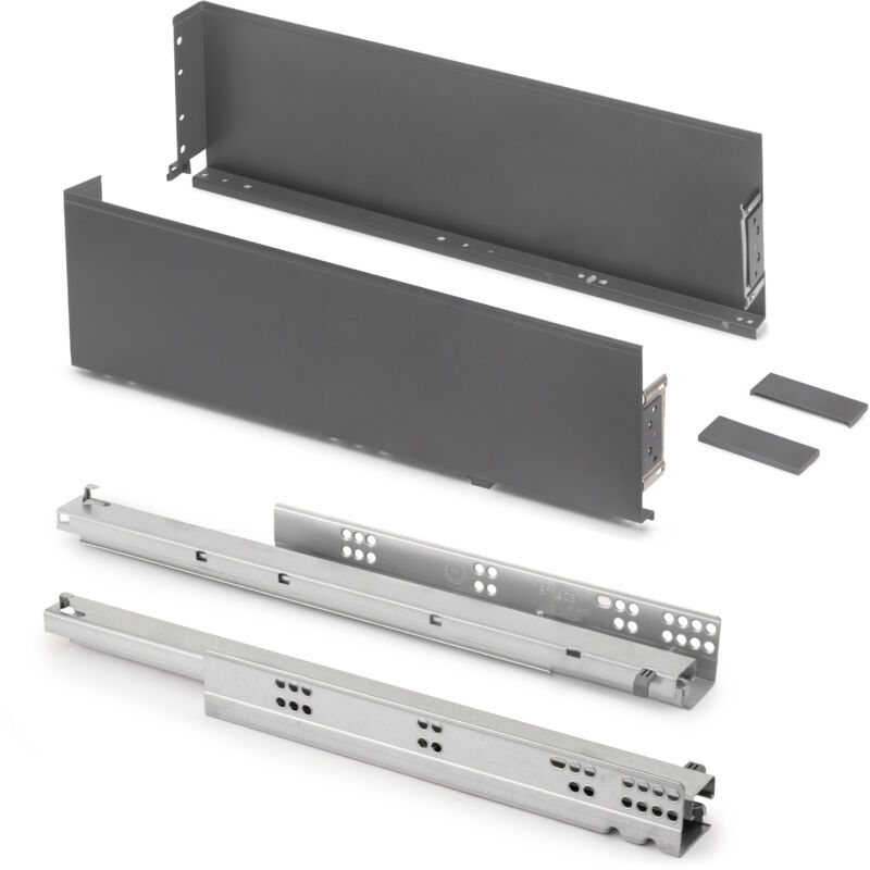 Emuca - Aussenschublade Simplex 25kg Höhe 159mm, Tiefe 440mm, Stahl, Anthrazitgrau