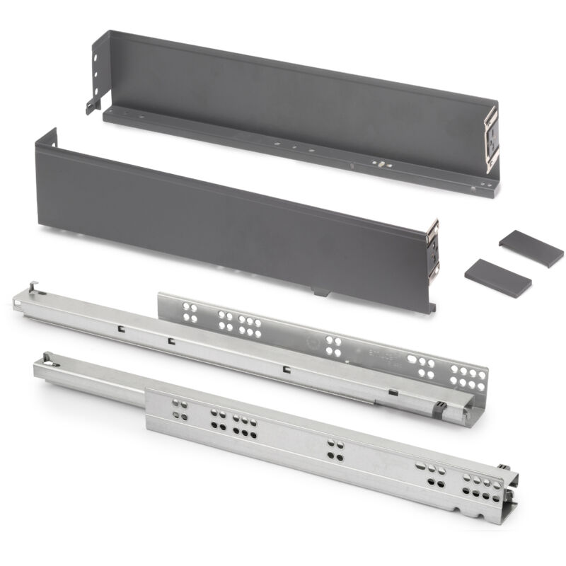 Emuca - Aussenschublade Simplex 25kg Höhe 88mm, Tiefe 490mm, Stahl, Anthrazitgrau