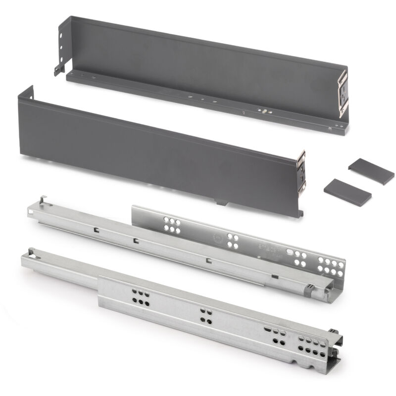 Emuca - Aussenschublade Simplex 25kg Höhe 88mm, Tiefe 440mm, Stahl, Anthrazitgrau