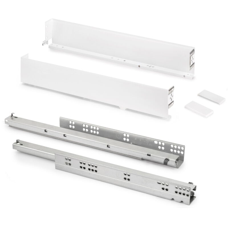 Emuca - Aussenschublade Simplex 25kg Höhe 88mm, Tiefe 490mm, Stahl, Weiß lackiert