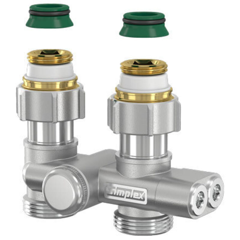 Simplex - Einrohr-Umlenkstück für vertauschten Vor- und Rücklauf 3/4' Eurokonus Durchgangsform F10465