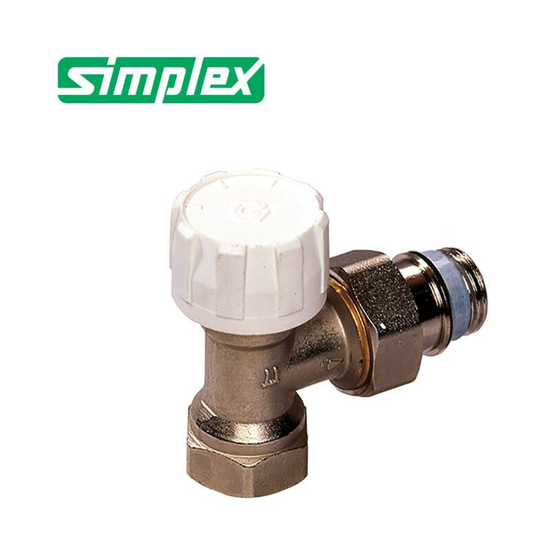 Simplex - Thermostat-Ventilunterteil 1/2, Eckform, für Einrohr-/Zweirohr-Systeme