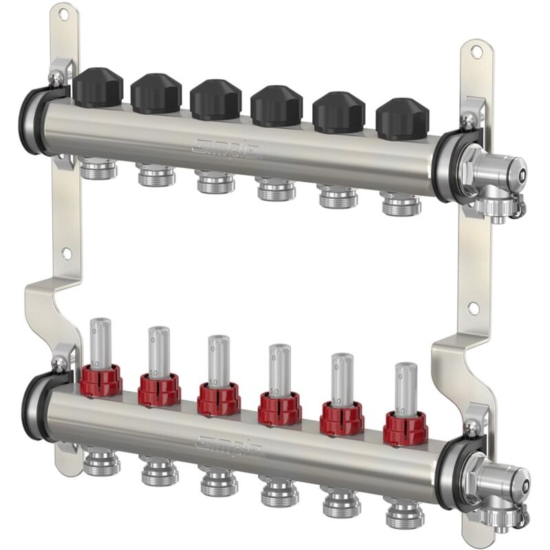 Simplex - Verteiler Edelstahl 1'' für fbh 3 Kr.,m.Durchflusseinsätzen 0-5 l/min. F18512