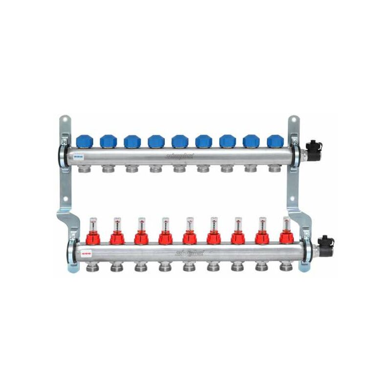 Simplex Verteiler Edelstahl 1'' für FBH 9 Kr.,m.Durchflusseinsätzen 0-5 l/min. F18518