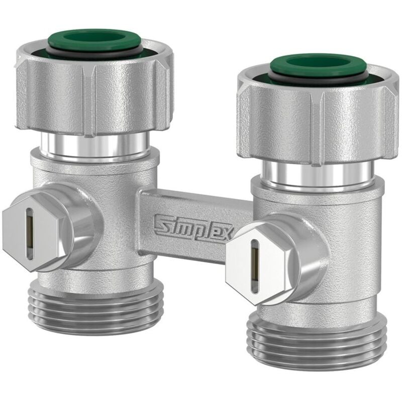 Simplex - Flamco Exclusiv Durchgang Hahnblock D2/50 g 3/4' Innengewinde x g 3/4' Außengewinde Messing vernickelt mit Konus