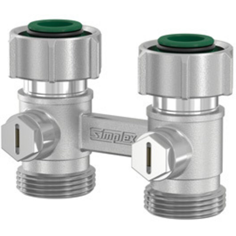 Simplex - Flamco Exclusiv Durchgang Hahnblock D2/50 g 3/4' Innengewinde x g 3/4' Außengewinde Messing vernickelt mit Konus