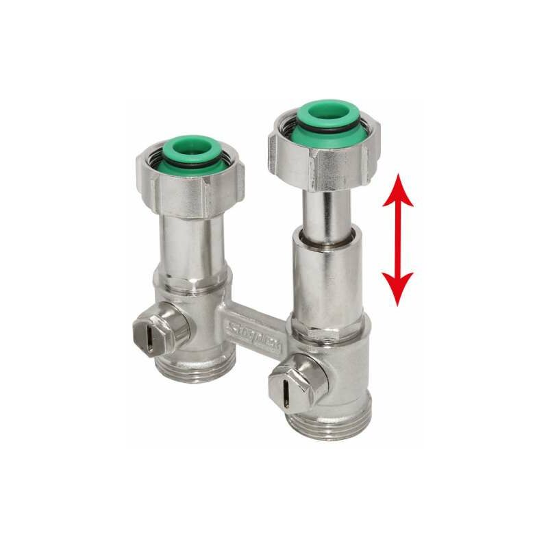 Le Sanitaire - Simplex Zweirohr Hahnblock exclusiv DT2/50 3/4'' Eurokonus mit Ausgleichsteleskop Durchgang F10084