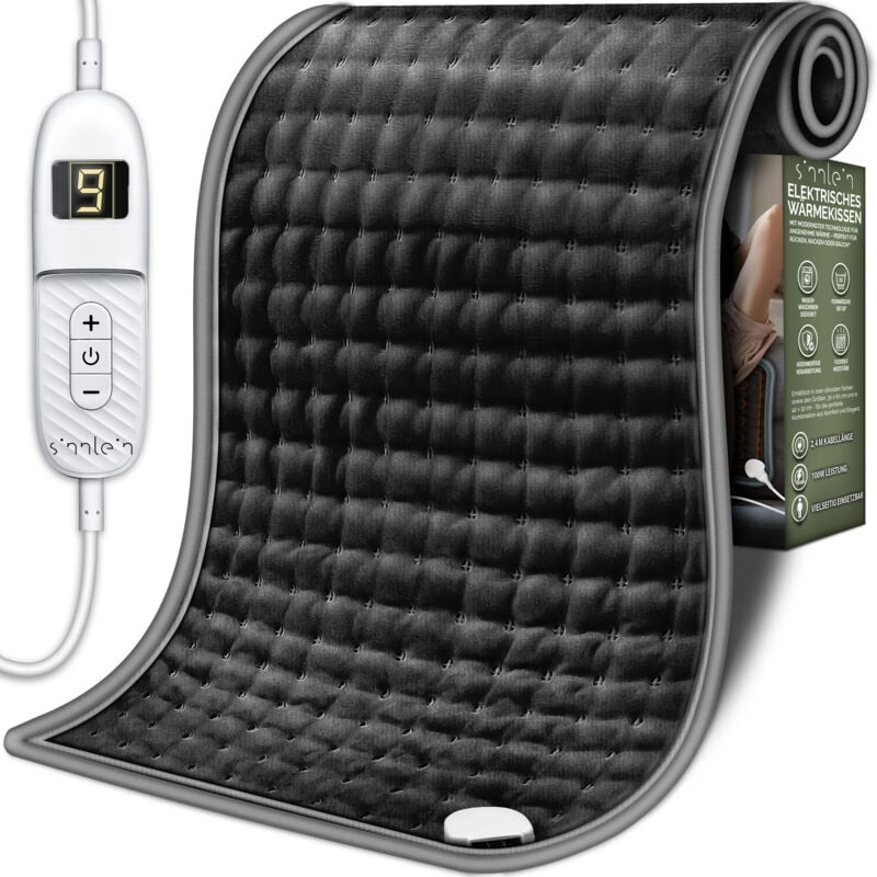 Sinnlein - Heizkissen elektrisch 30 x 60 cm Wärmekissen Heizdecke Heizmatte Nacken Rücken Anthrazit