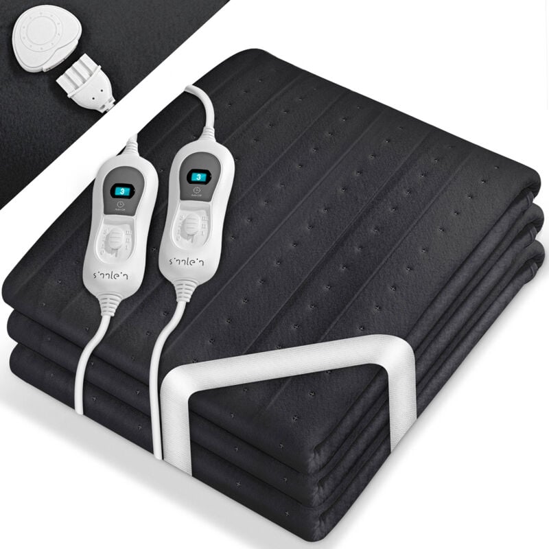 sinnlein® Wärmeunterbett elektrisch Anthrazit 160 x 140 cm - Ohne Muster Heizdecke Abschaltautomatik Wärmedecke Wärmebett XXL