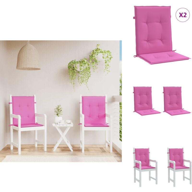 Niedriglehner-Auflagen 2 Stk. Rosa Stoff - Niedriglehner Auflagen - Gartenstuhlkissen - Sitzkissen Outdoor - Wasserfeste Kissen - Sofa Kissen