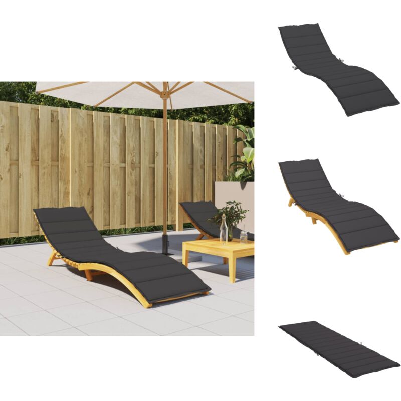 Sonnenliegen-Auflage Schwarz 200x70x3 cm Oxford-Gewebe - Gartenliege Auflage - Oxford Stoff - Sonnenschutz - Wasserabweisend - Liegepad