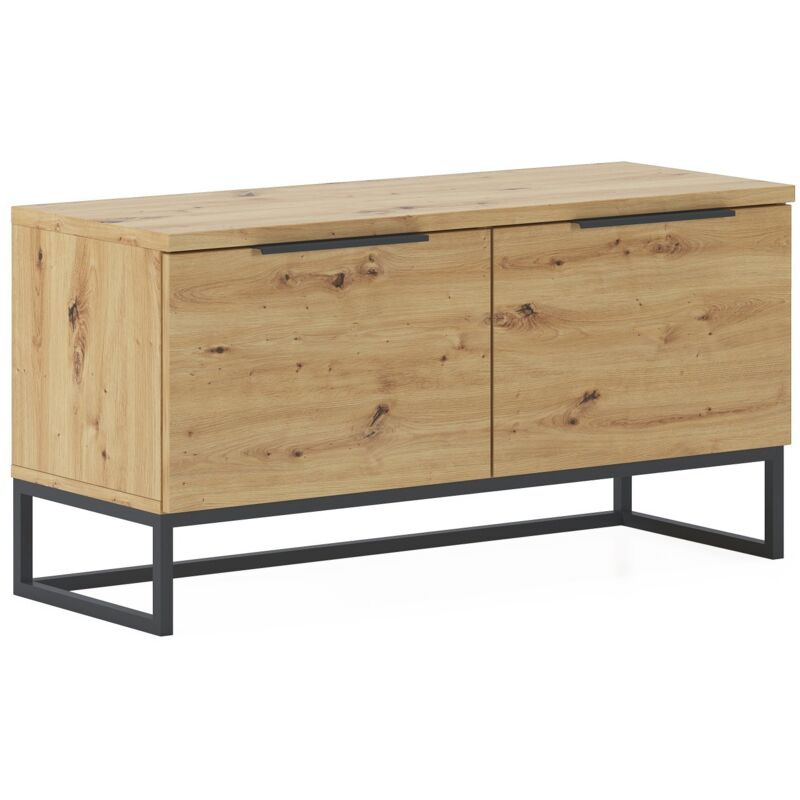 Sitzbank Sciara, Ablagefarbe Braun, Gestell aus Metall, Farbton Eiche Knoten, 98x37x50h cm Braun Eiche Knoten