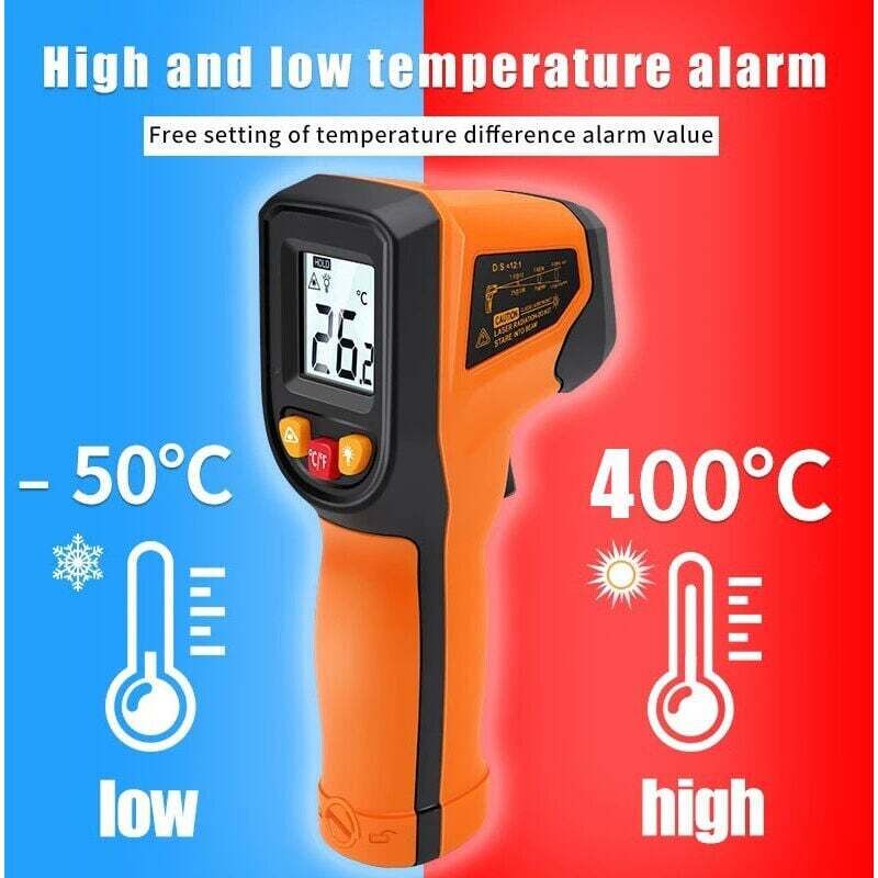 SNQ - Berührungsloses digitales Laser-Infrarot-Thermometer (-50 °c ~ 400 °c) – Nicht an der Stirn, zum Kochen/Grillen/Gefrierschrank/Fleisch