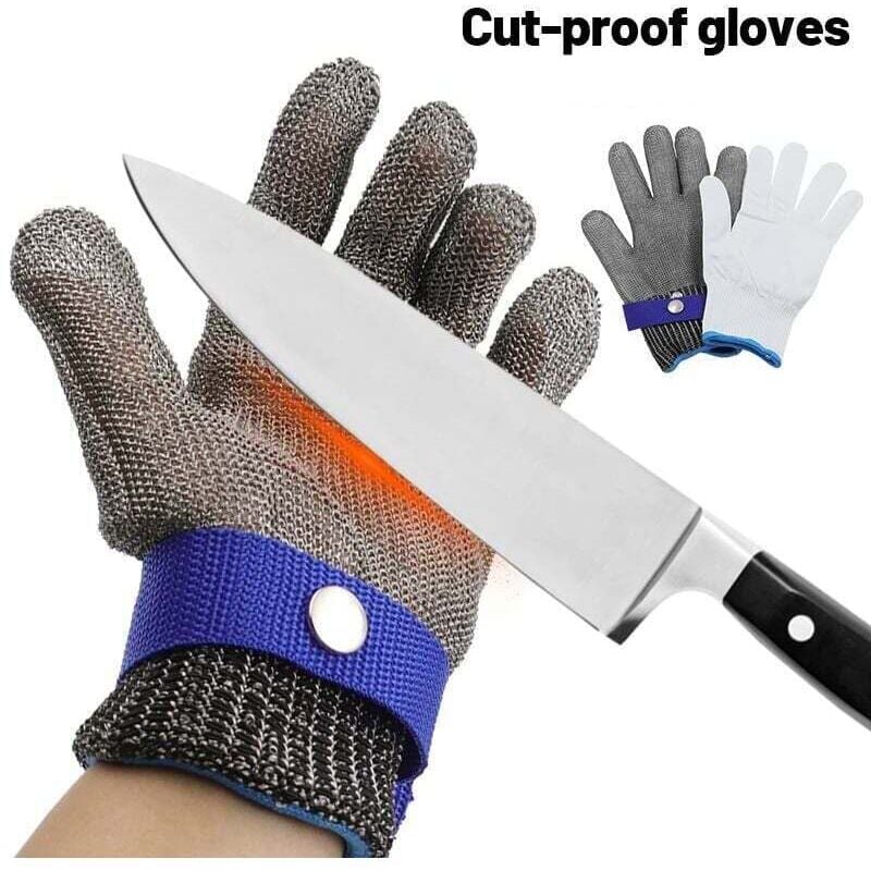 Schnittfeste Handschuhe, Schnittfester Sicherheitshandschuh aus Edelstahl für Jagd, Angeln, Metzgerei, Strapazierfähige Baumwolle, Hohe Leistung,