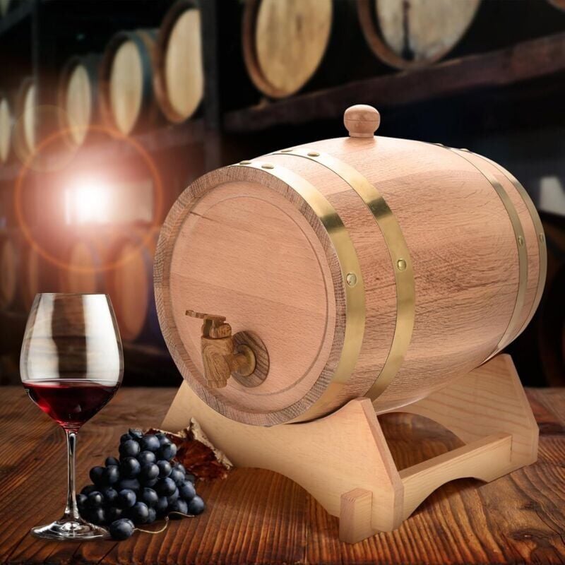 SNQ - Weinfass aus Eichenholz im Vintage-Stil für Bier, Whisky, Rum, Portwein zur Lagerung von edlem Wein, Brandy, Whiskey, Tequila (5 l)