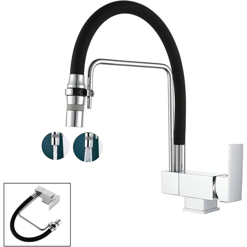 Wasserhahn Küche Klappbar, Vorfenster Küchenarmatur Klappbar mit 2 Strahlarten, Mischbatterie Küche, Armatur Küche Unterfenster, Spültischarmaturen