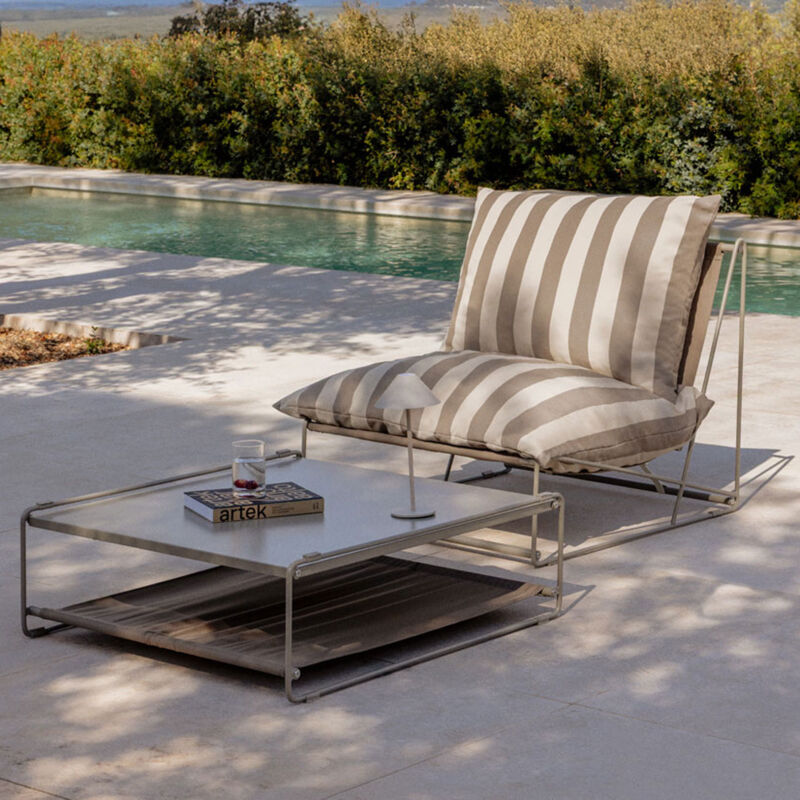 Sklum - Amaro Gartenset mit Schlafsessel und Beistelltisch Braun Tapioca - Braun Mokka