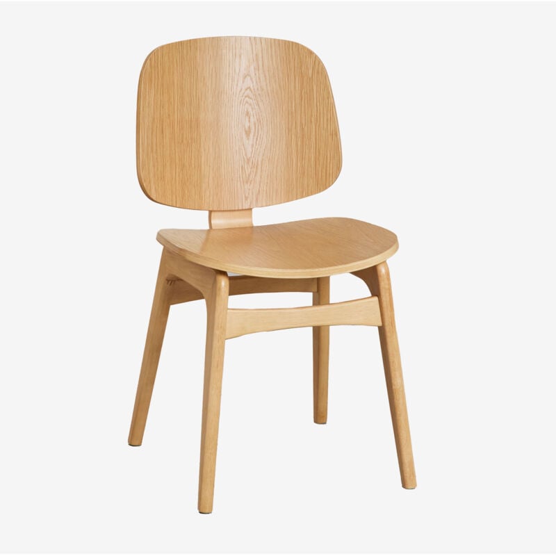 Sklum - Esszimmerstuhl aus Holz und gepolstert Canada Braun Natur