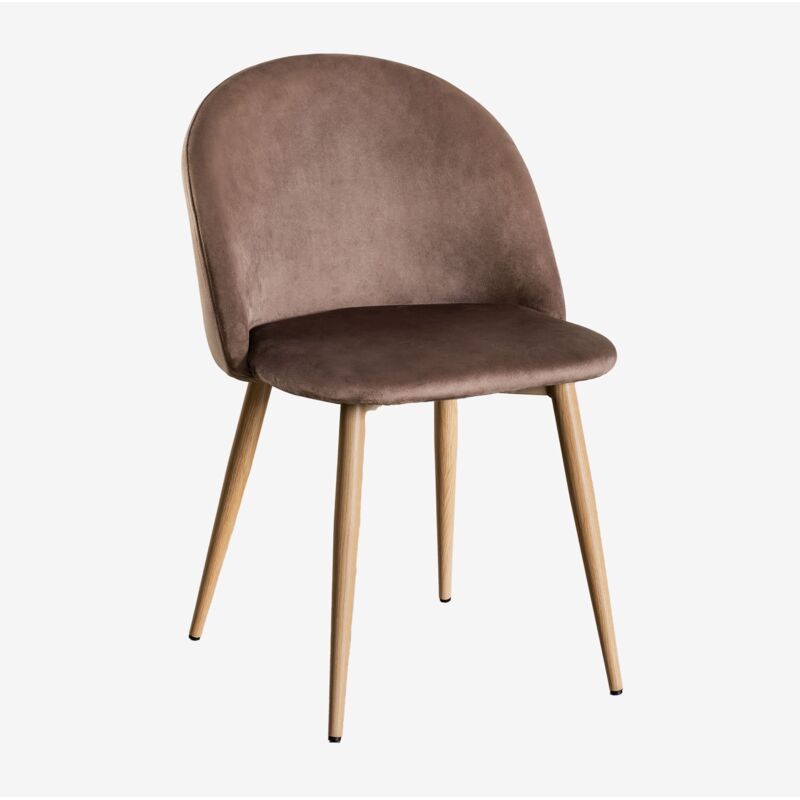Esszimmerstuhl aus samt Kana Braun Army Natur - Sklum