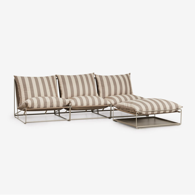 Amaro 3-teiliges modulares Gartensofa und umwandelbarer Ottoman Braun Tapioca - Braun Mokka - Sklum