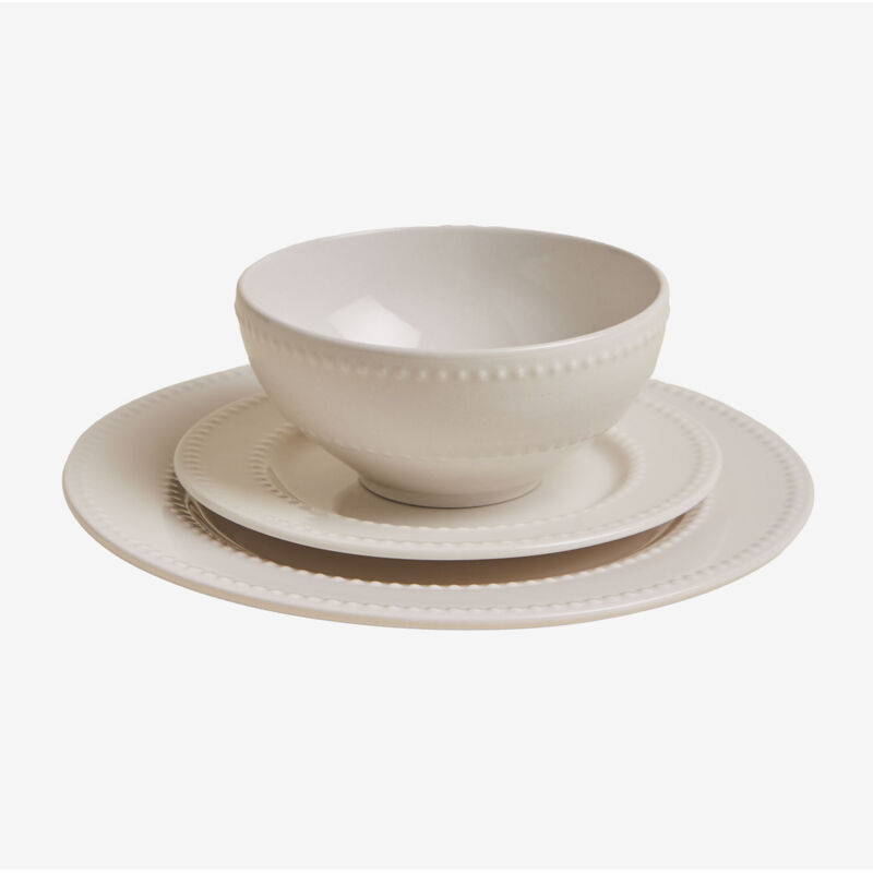 Sklum - Geschirrset aus New Bone China, 12-teilig, Borela Weiss