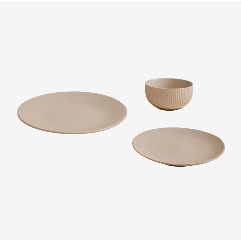 Sklum - Geschirrset aus New Bone China, 12-teilig, Elmora Beige Tapioca