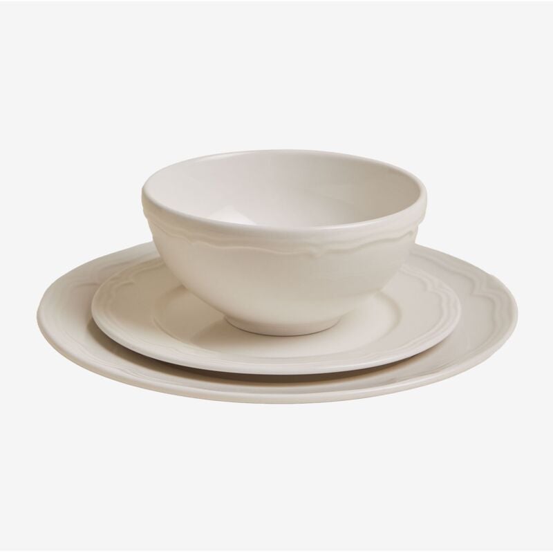Sklum - Geschirrset aus New Bone China, 12-teilig, Oritia Weiss