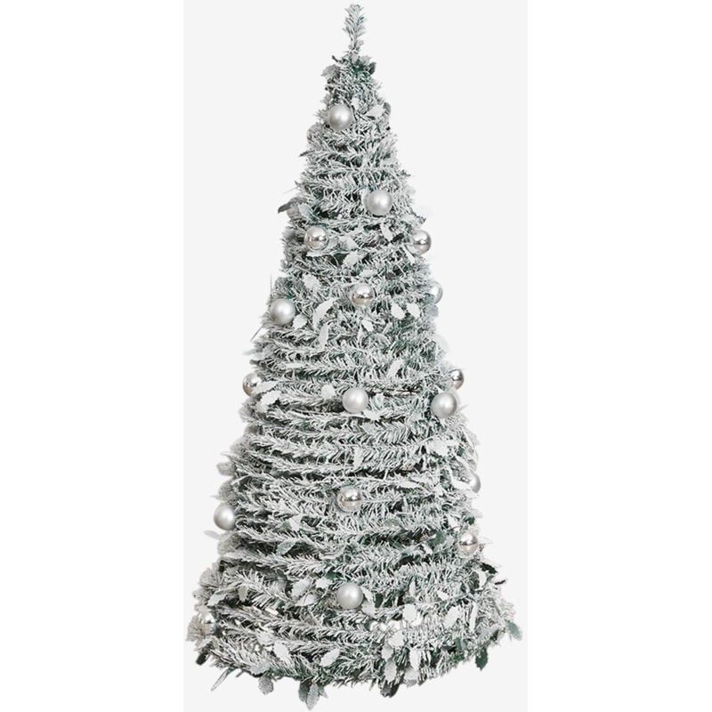 SKLUM Weihnachtsbaum klappbar mit LED-Lichtern Taimy Grau Silber ↑150 cm