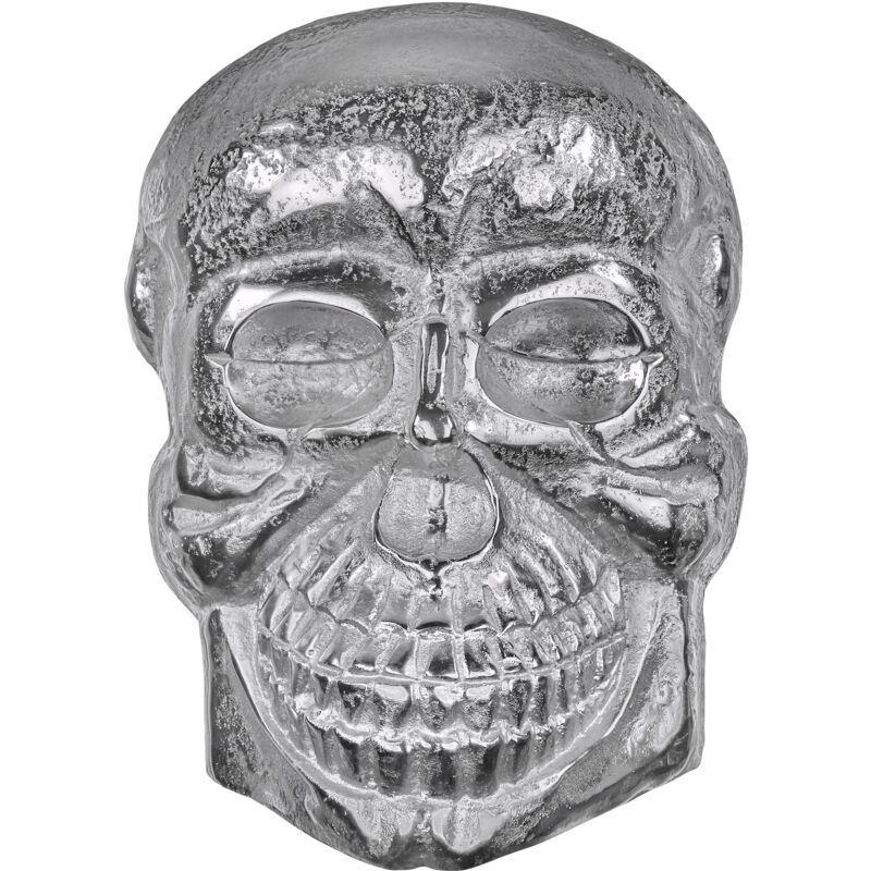 Womo-design - Deko Skull Totenkopf Unikat 42 x 30 cm (HxB) Silber Glänzend Wandskulptur aus Poliertes Aluminium mit Nickel Finish Gothic Totenschädel