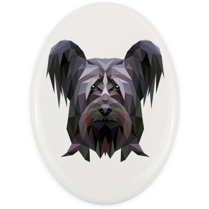 Skye Terrier - ein Teller mit Foto und geometrischer Aufschrift von Art-Dog