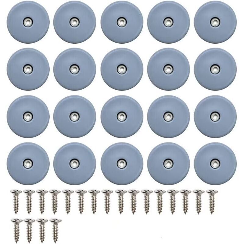 20 Stück runde Möbelgleiter in 22 mm, mit Schrauben, Teflon-Gleiter für Möbelgleiter, Stuhl, Nagel-zu-Nagel-Gleiter