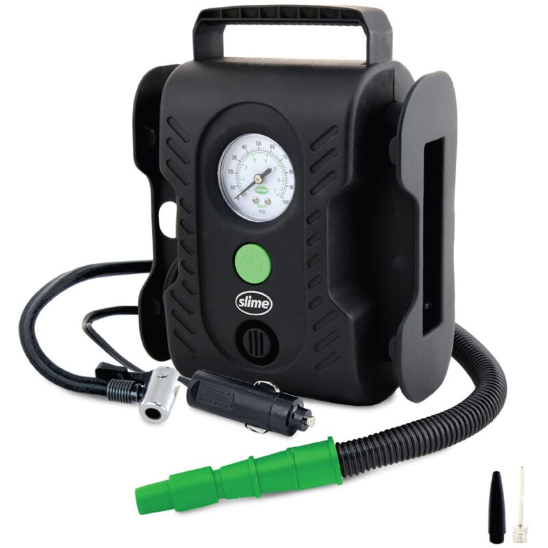 Slime - 40066 Kompressor Multi-Purpose Tyre Kompressor 7 bar 12 v Adapter zum Betrieb per Kabel, Analo