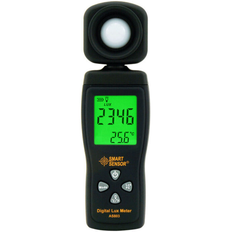 Smart Sensor AS813 Digitales Lux-Lichtmessgerät, 1–200.000 Lux, Lumenmeter, hohe Genauigkeit, Lux/FC-Tester