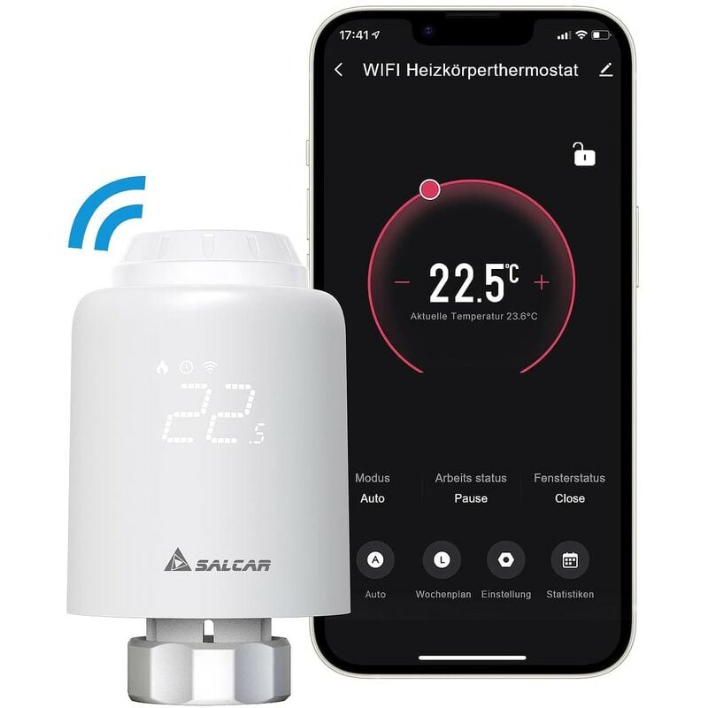 Smartes Heizkörperthermostat WiFi Thermostat Kompatibel mit Amazon Alexa & Google Assistant Programmierbar Heizungsthermostat Tuya Heizkörper kein