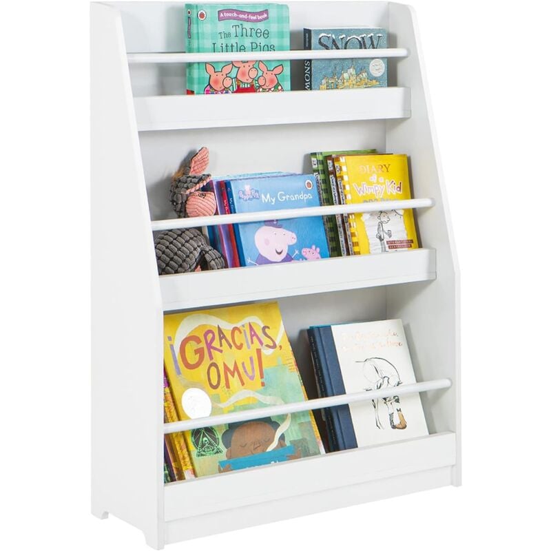Sobuy - KMB45-W Kinderregal Bücherregal für Kinder Wandregal Aufbewahrungsregal mit 3 Ablagen für Bücher und Deko weiß bht ca.: 58x81x18cm
